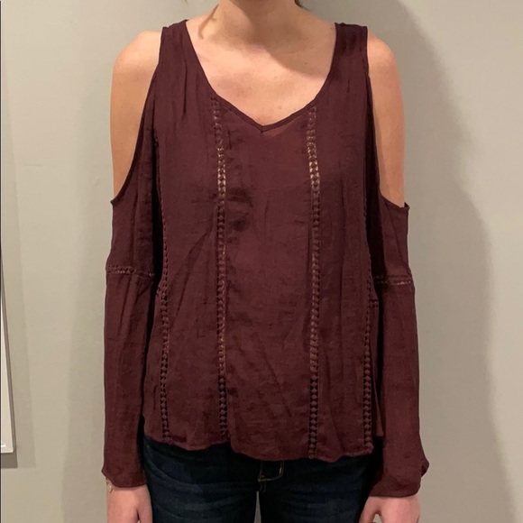 Tops - Contempo Maroon Open Shoulder Top